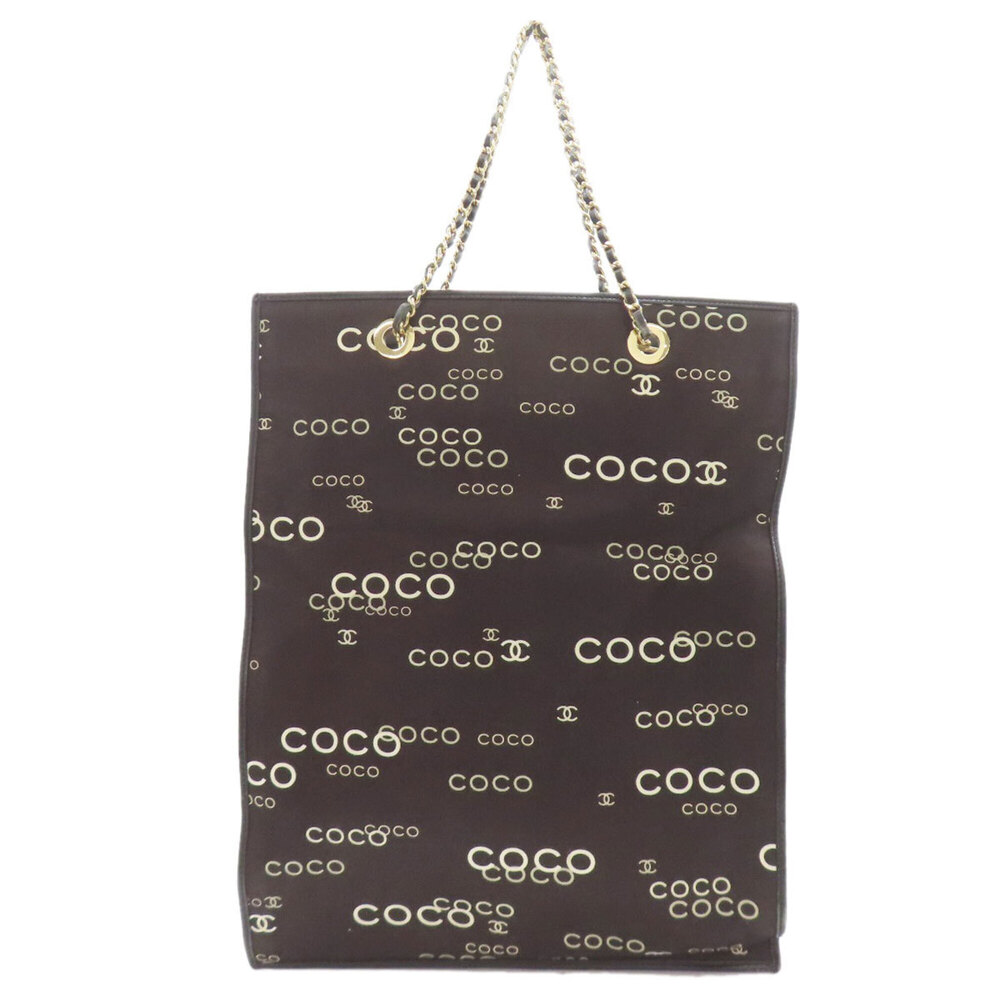 Chanel COCO Print Gold Hardware Canvas Tote Bag Women's CHANEL